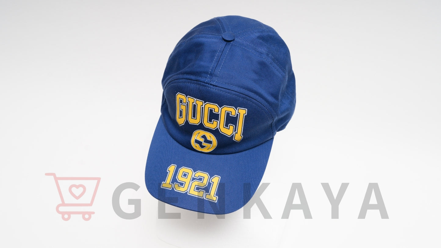 GUCCI インターロッキング 1921 ベースボール キャップ Lサイズ 773135 ブルー
