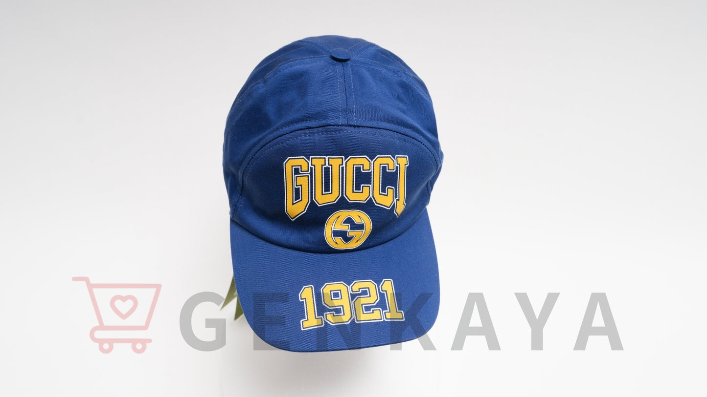 GUCCI インターロッキング 1921 ベースボール キャップ Lサイズ 773135 ブルー