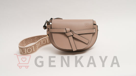 LOEWE ゲート デュアル ミニ レザー ショルダーバッグ ベージュ
