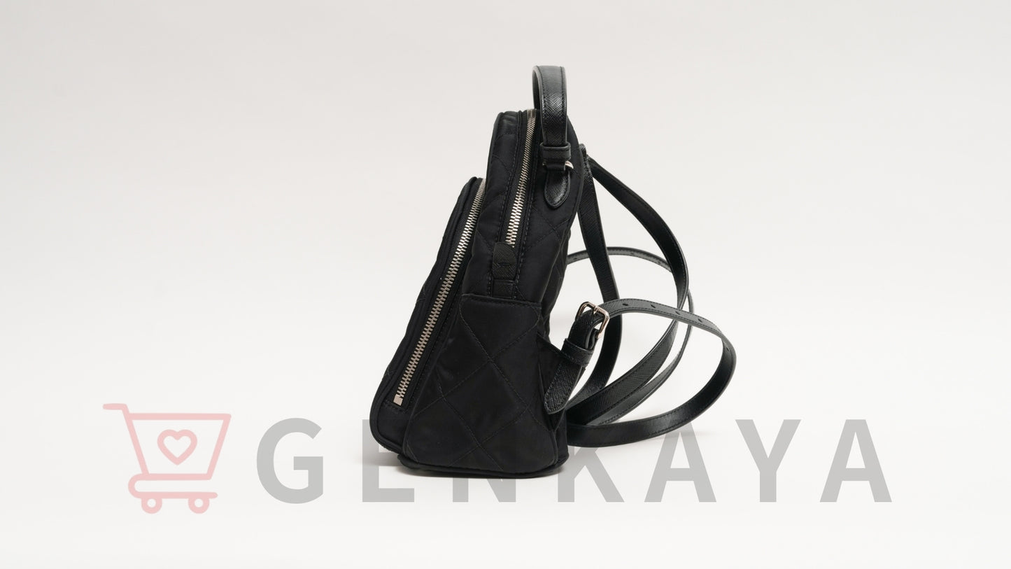 PRADA テスートインプントゥ ナイロンxレザー バックパック/リュック ブラック