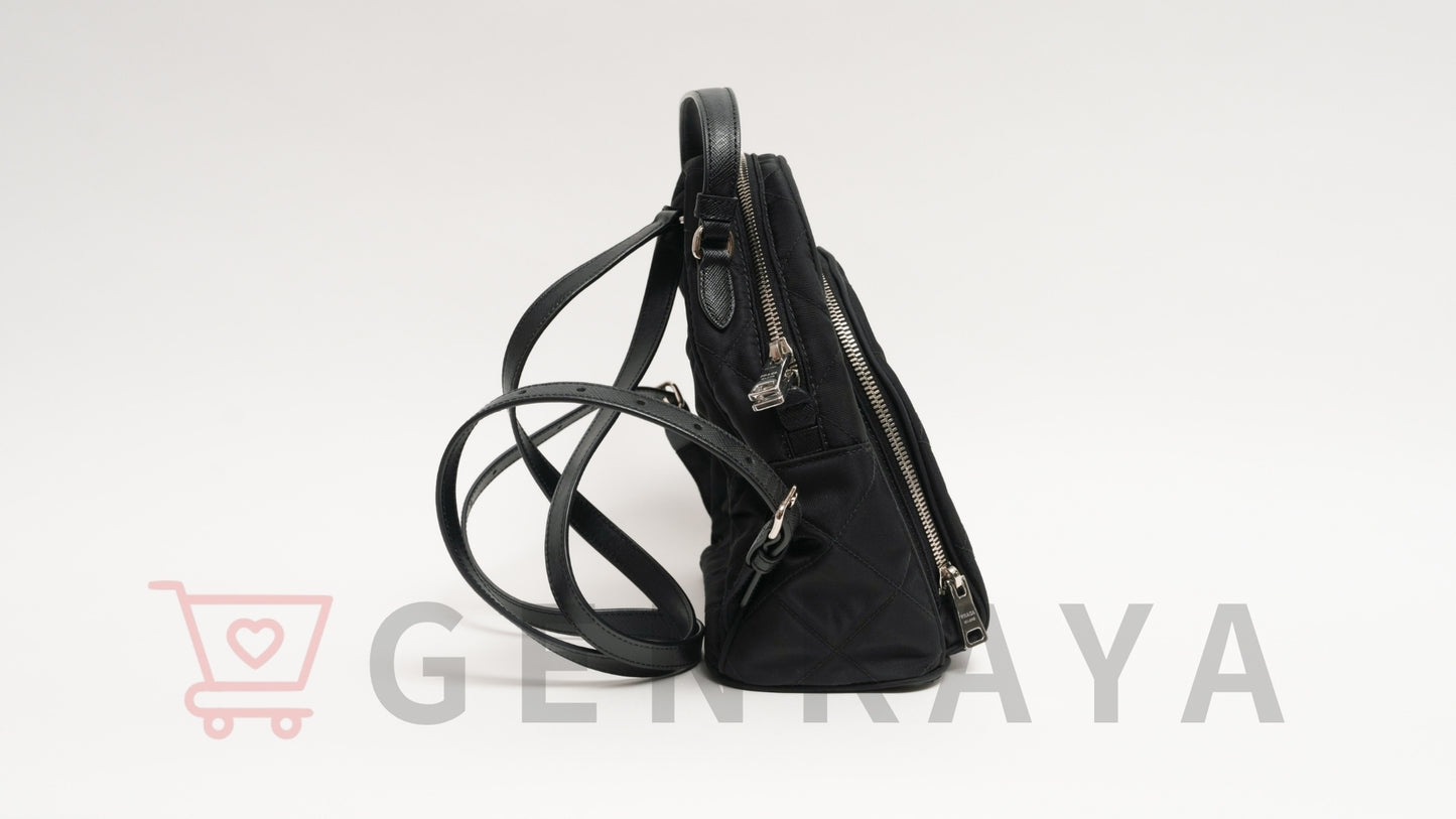 PRADA テスートインプントゥ ナイロンxレザー バックパック/リュック ブラック