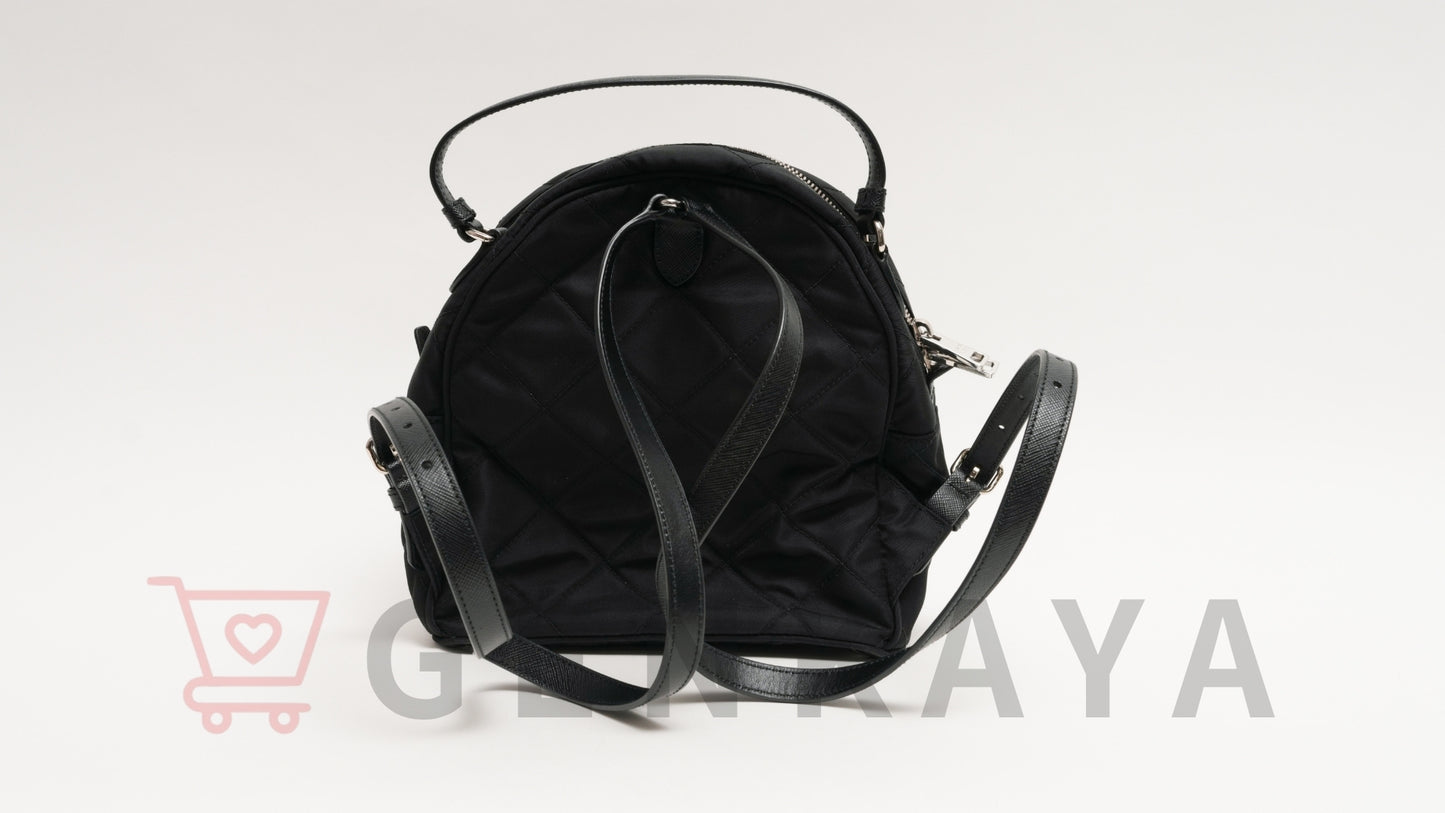 PRADA テスートインプントゥ ナイロンxレザー バックパック/リュック ブラック