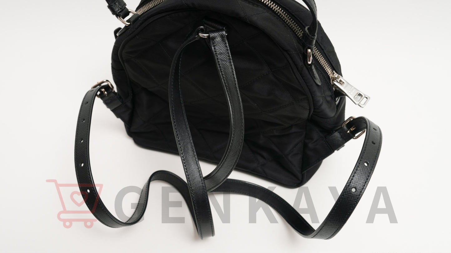 PRADA テスートインプントゥ ナイロンxレザー バックパック/リュック ブラック