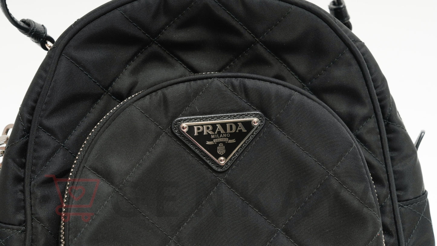 PRADA テスートインプントゥ ナイロンxレザー バックパック/リュック ブラック