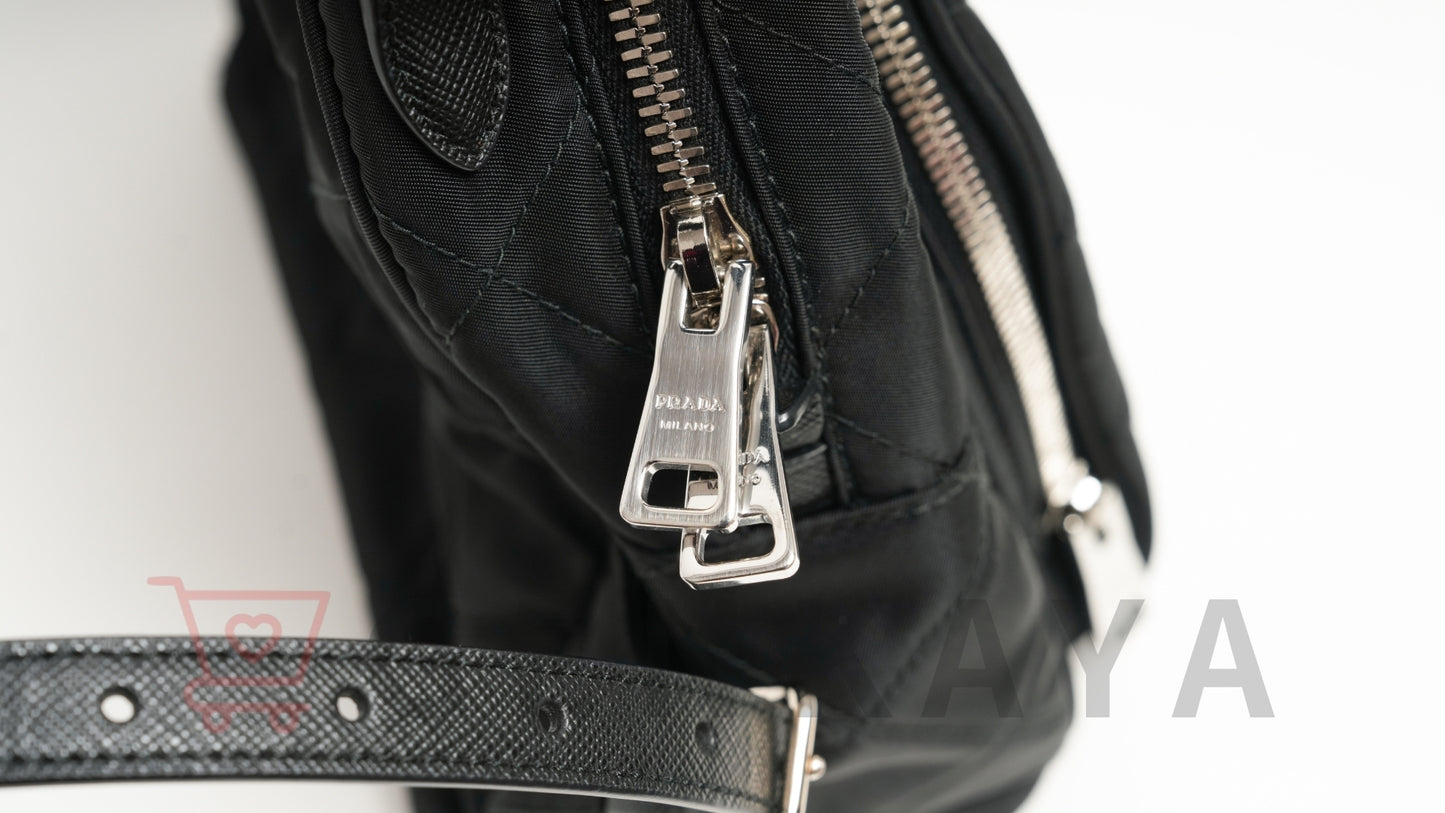 PRADA テスートインプントゥ ナイロンxレザー バックパック/リュック ブラック