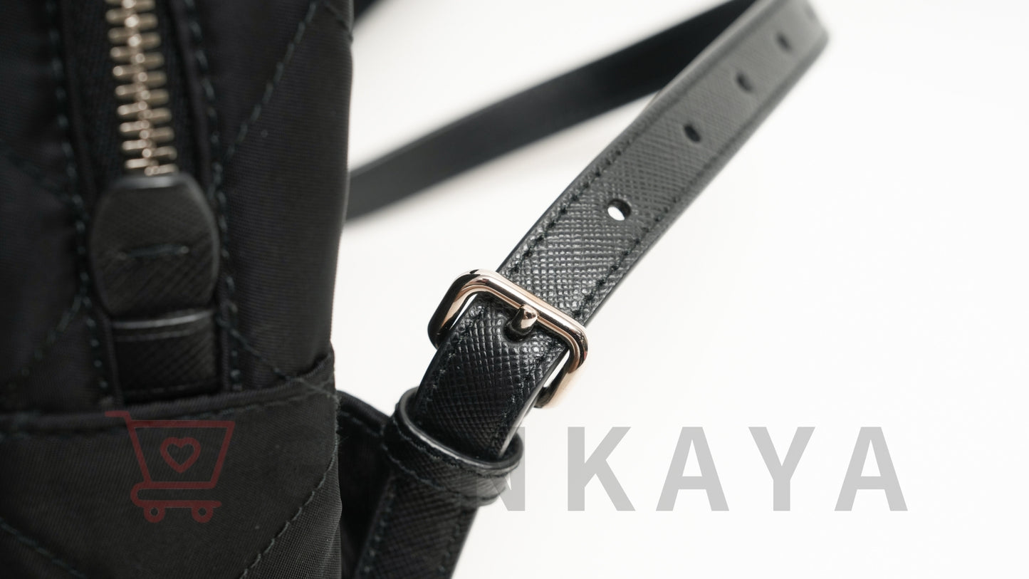 PRADA テスートインプントゥ ナイロンxレザー バックパック/リュック ブラック