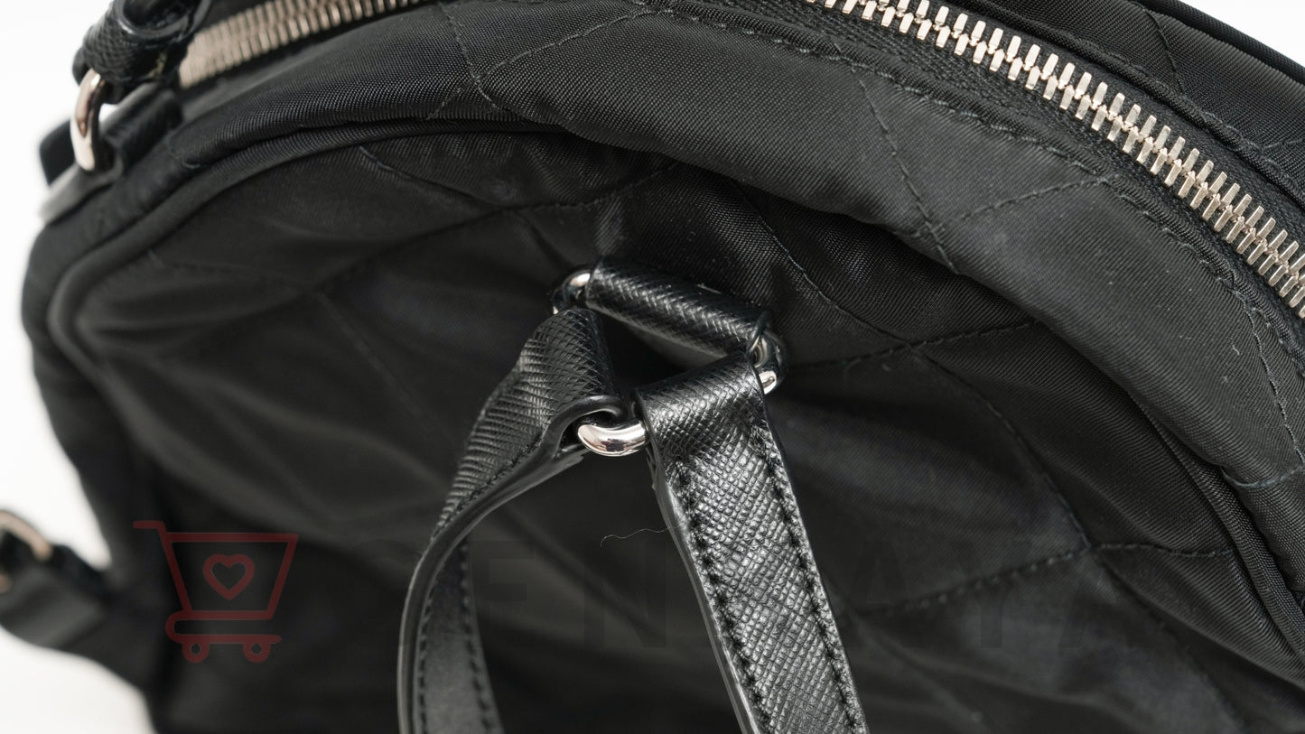 PRADA テスートインプントゥ ナイロンxレザー バックパック/リュック ブラック