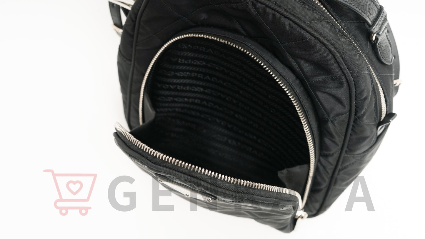 PRADA テスートインプントゥ ナイロンxレザー バックパック/リュック ブラック