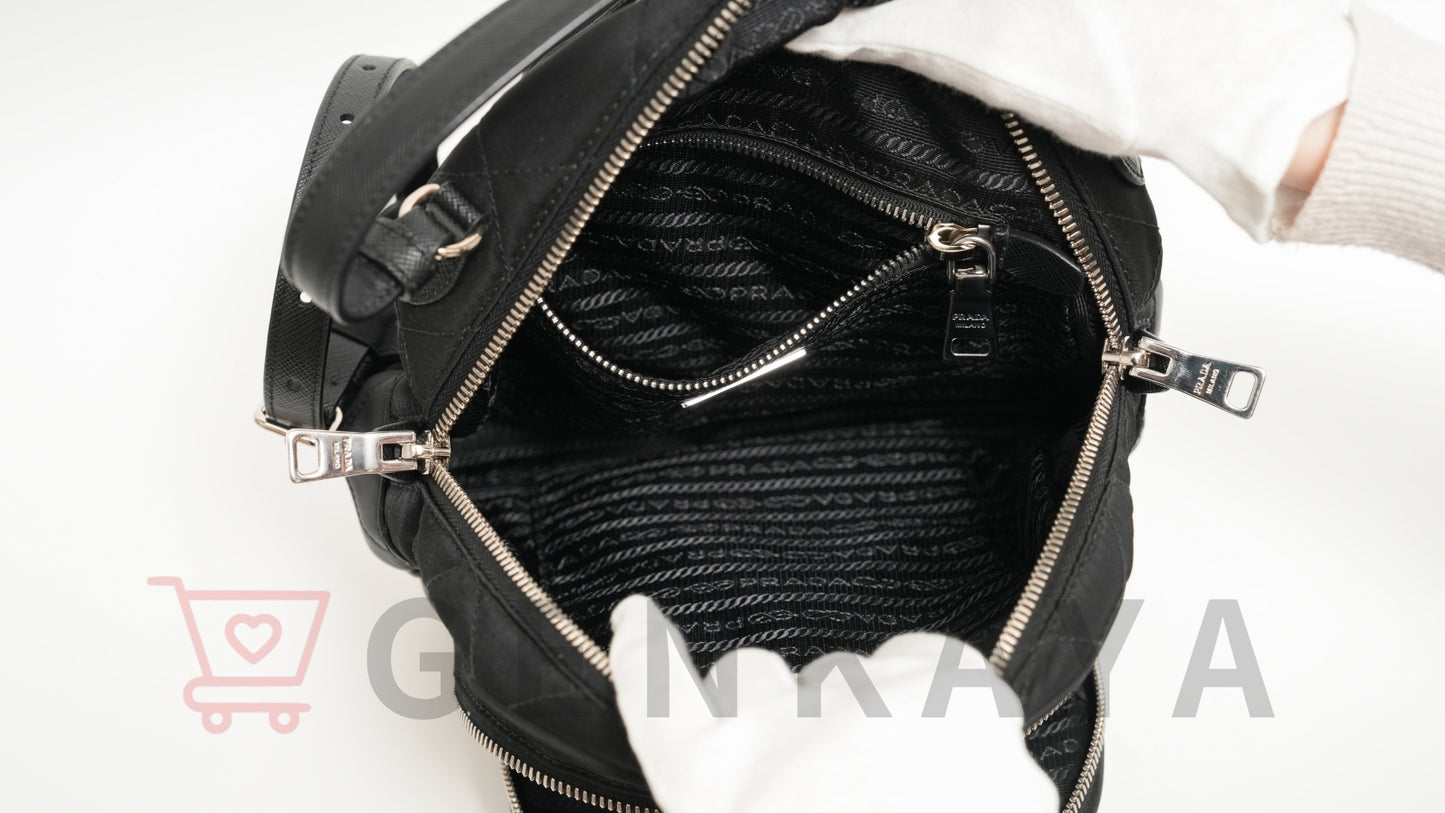 PRADA テスートインプントゥ ナイロンxレザー バックパック/リュック ブラック