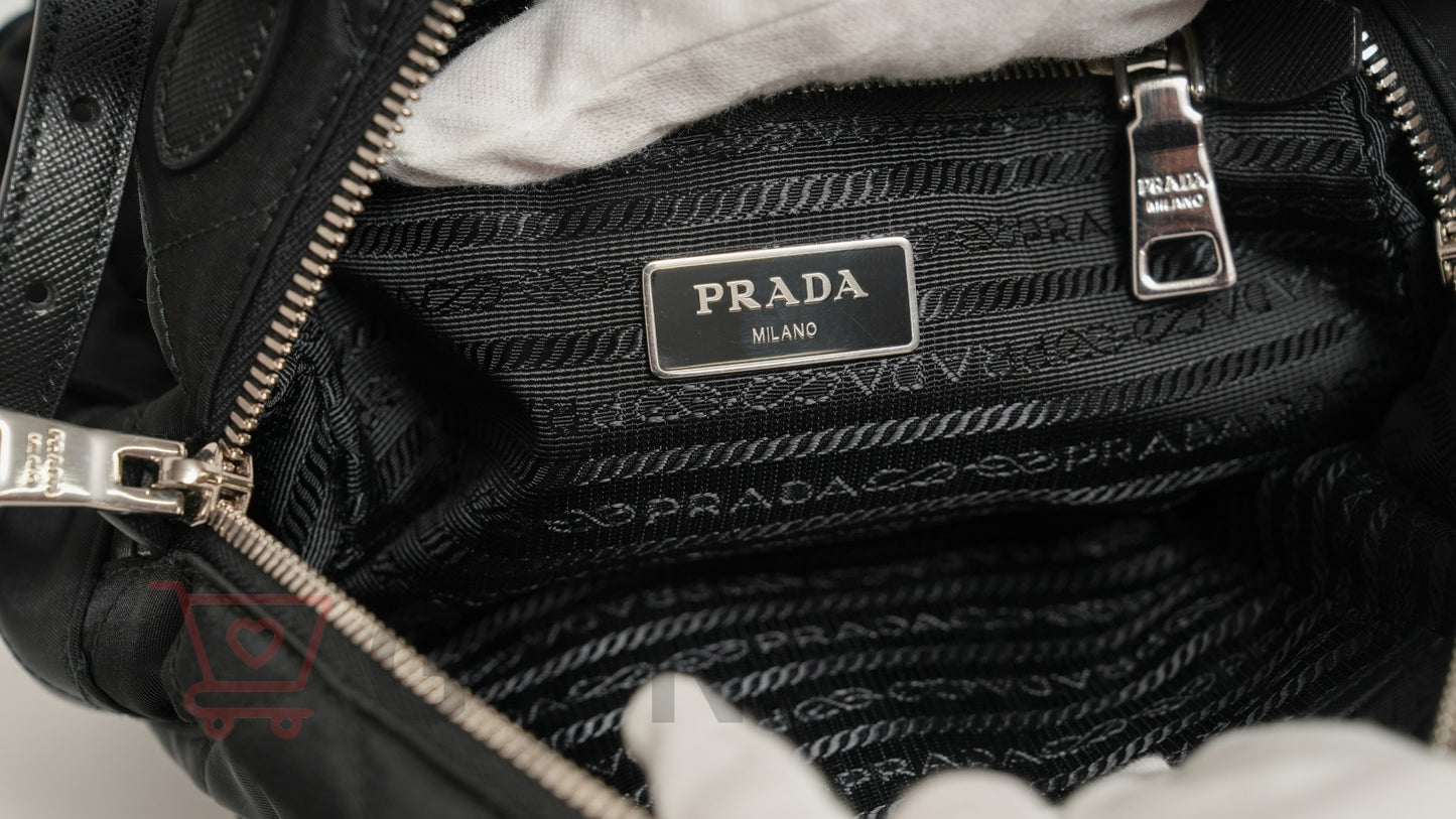 PRADA テスートインプントゥ ナイロンxレザー バックパック/リュック ブラック