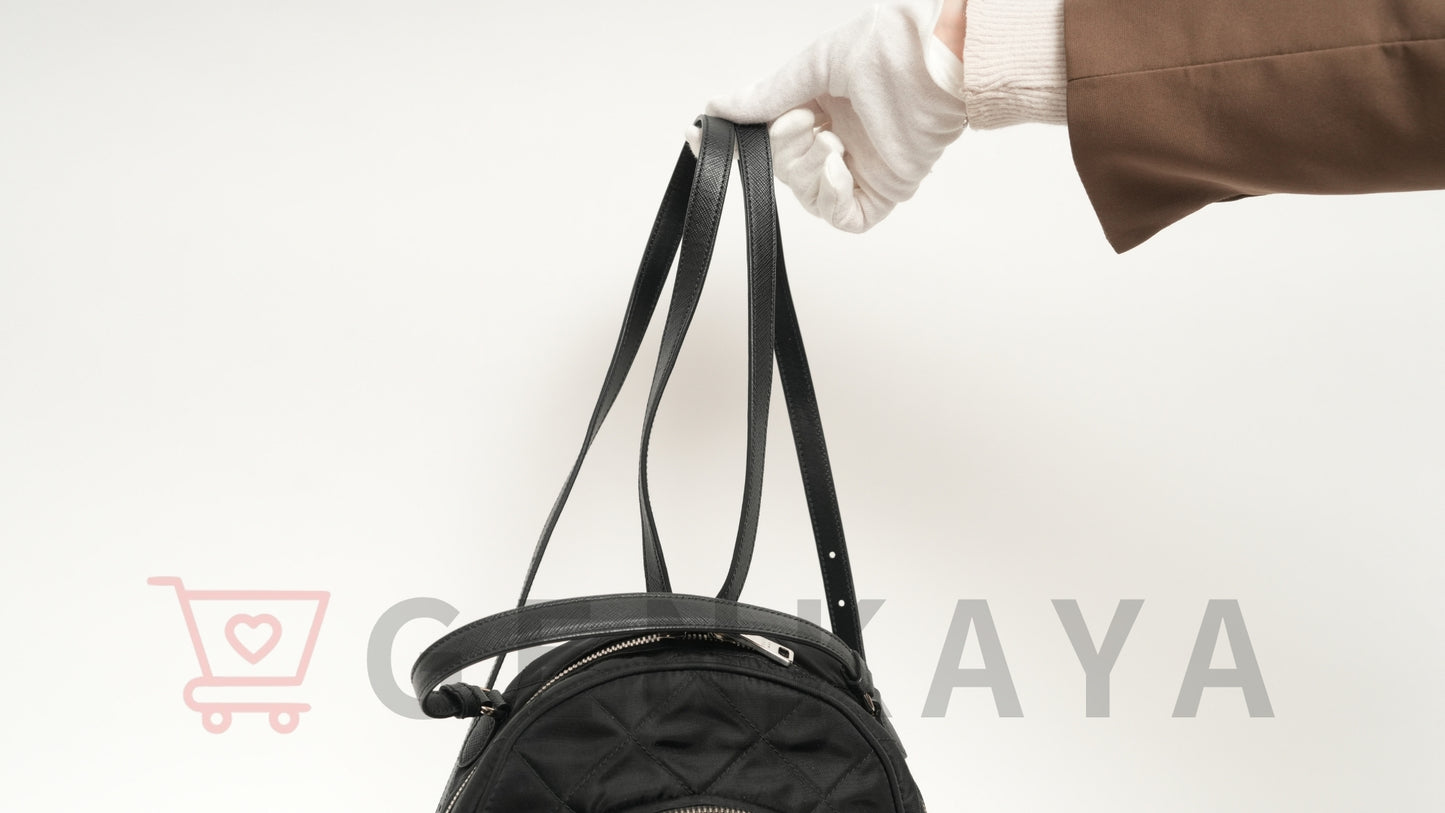 PRADA テスートインプントゥ ナイロンxレザー バックパック/リュック ブラック