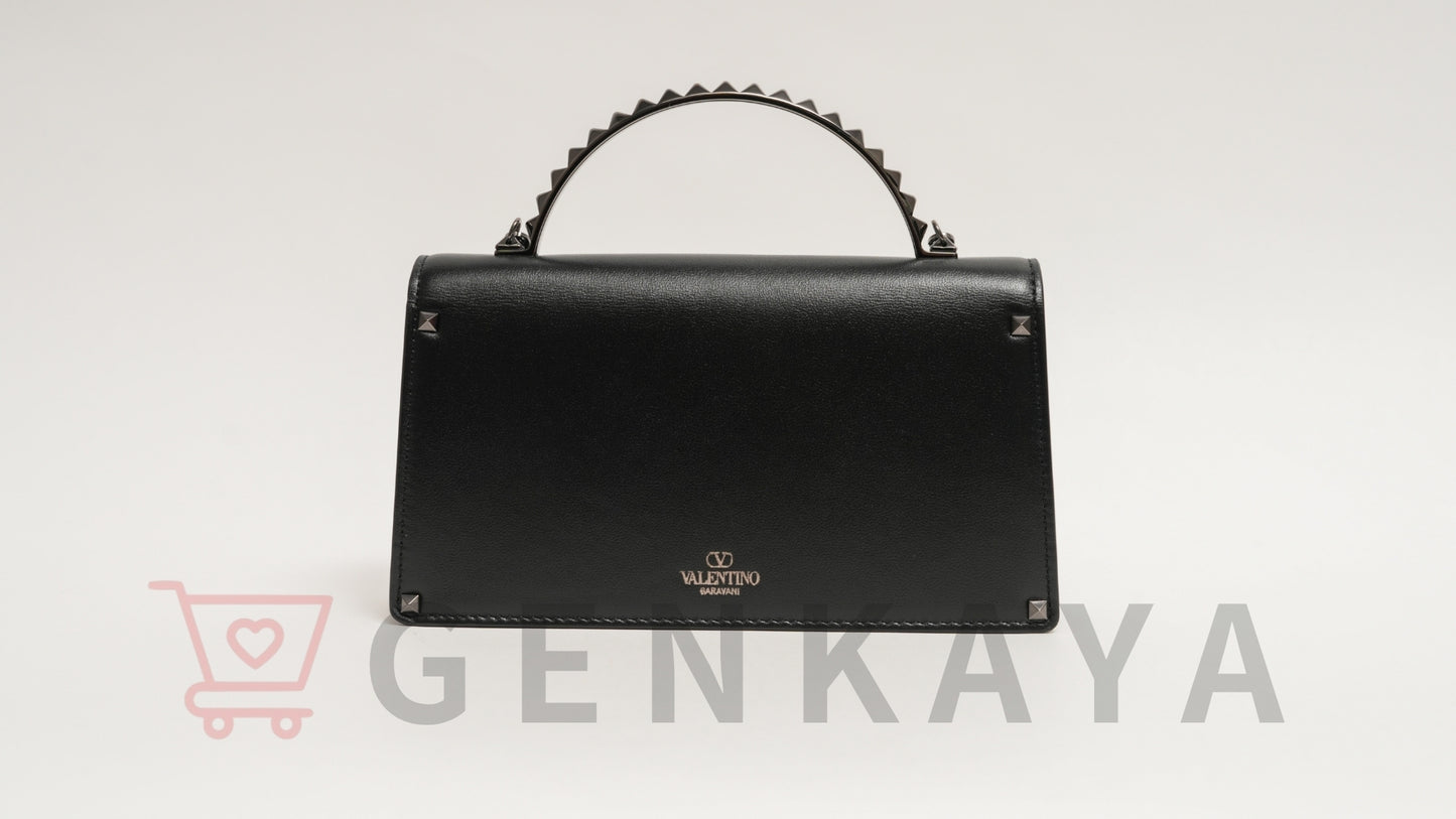 VALENTINO ロックスタッズ レザー チェーン ショルダーバッグ ブラック