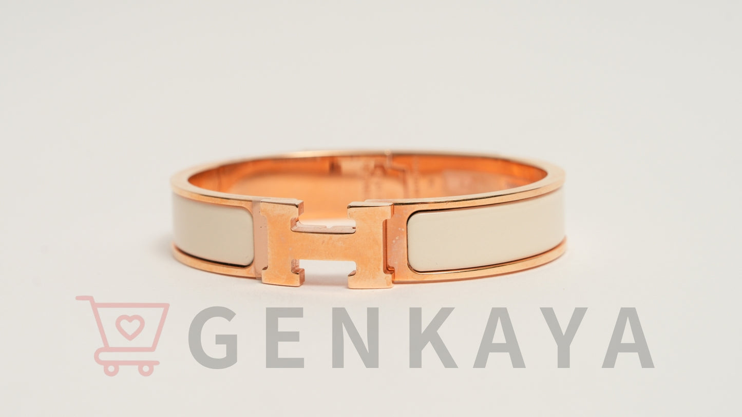 Hermès Hバングル クリッククラックPM ブレスレット GP ピンクゴールド×ホワイト