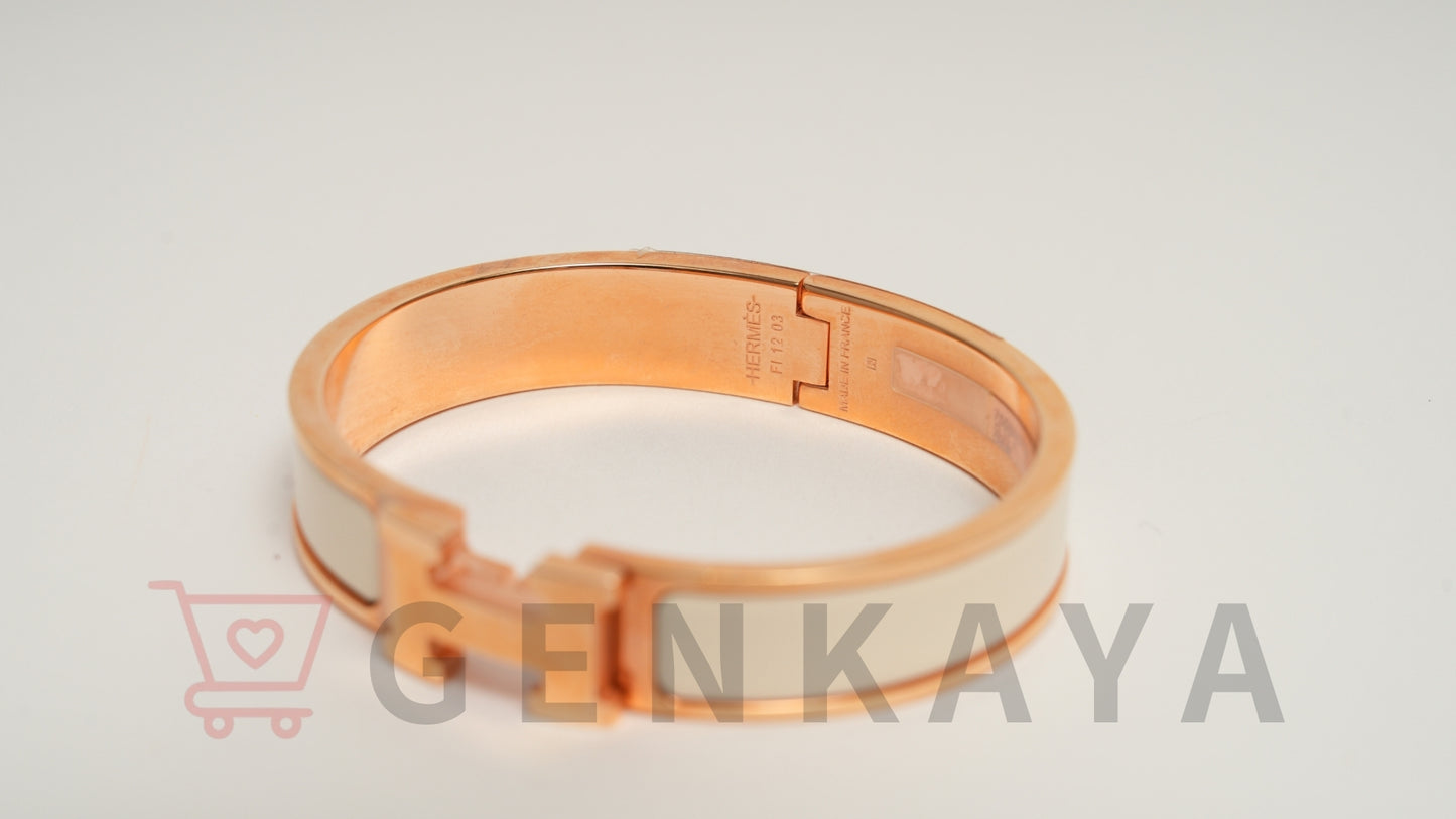 Hermès Hバングル クリッククラックPM ブレスレット GP ピンクゴールド×ホワイト