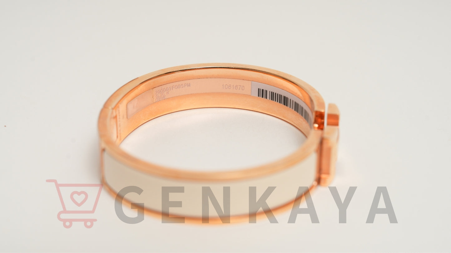 Hermès Hバングル クリッククラックPM ブレスレット GP ピンクゴールド×ホワイト