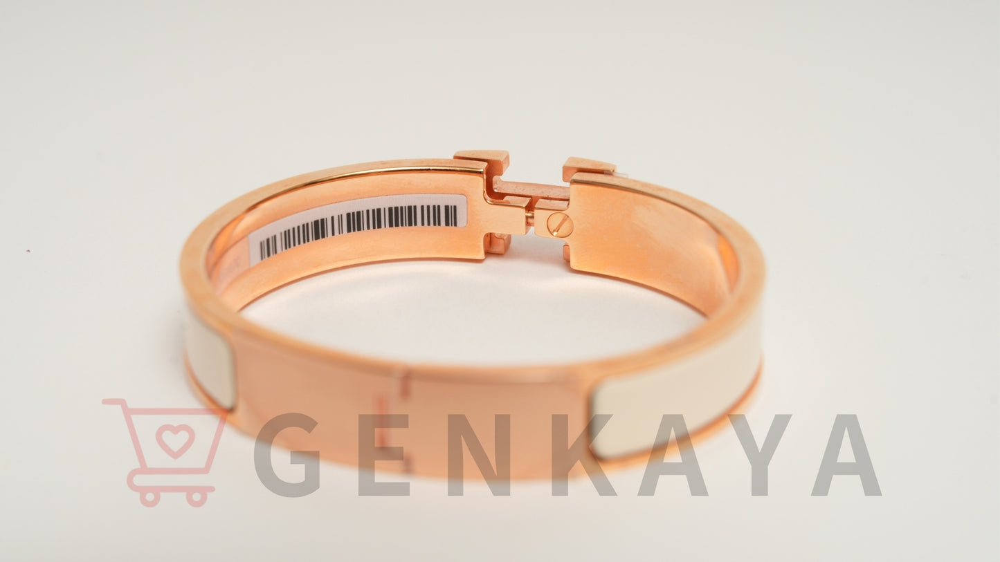 Hermès Hバングル クリッククラックPM ブレスレット GP ピンクゴールド×ホワイト