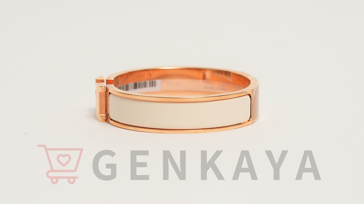 Hermès Hバングル クリッククラックPM ブレスレット GP ピンクゴールド×ホワイト