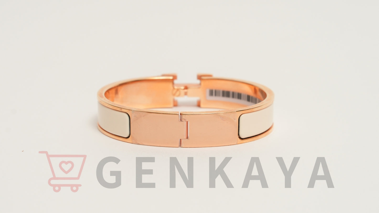 Hermès Hバングル クリッククラックPM ブレスレット GP ピンクゴールド×ホワイト
