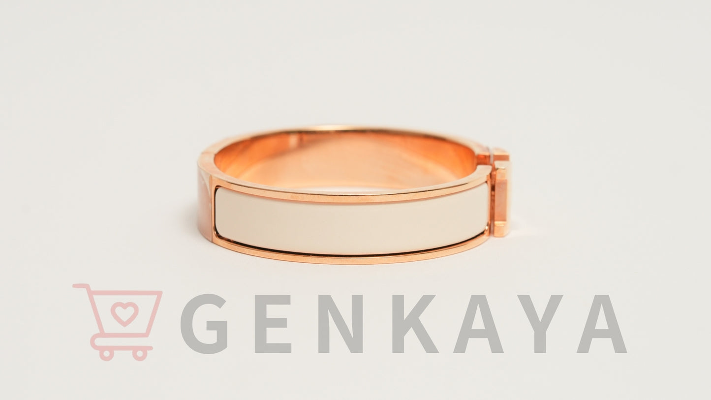 Hermès Hバングル クリッククラックPM ブレスレット GP ピンクゴールド×ホワイト