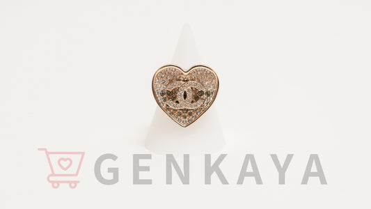 CHANEL ココマーク ラインストーン ハート C23P リング ゴールド