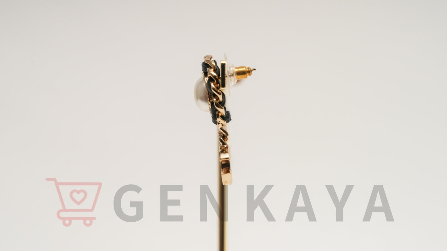 CHANEL ココマーク GP パール チェーン ピアス B21B ゴールド