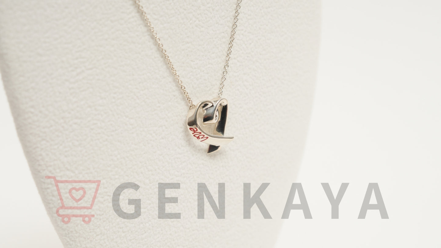 Tiffany & Co. ラビングハート エナメル ネックレス SV925 2.3ｇ
