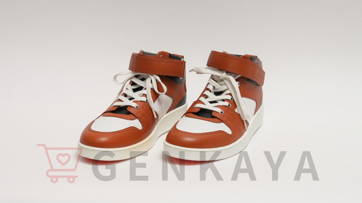 Hermès フリースタイル 22AW レザー ハイカットスニーカー 43 ホワイト×ブラウン