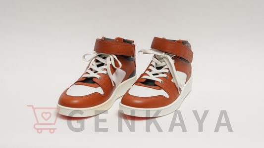 Hermès フリースタイル 22AW レザー ハイカットスニーカー 43 ホワイト×ブラウン