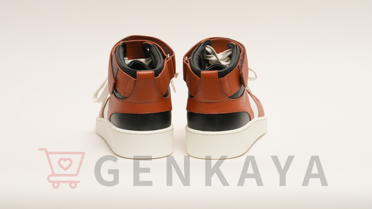 Hermès フリースタイル 22AW レザー ハイカットスニーカー 43 ホワイト×ブラウン