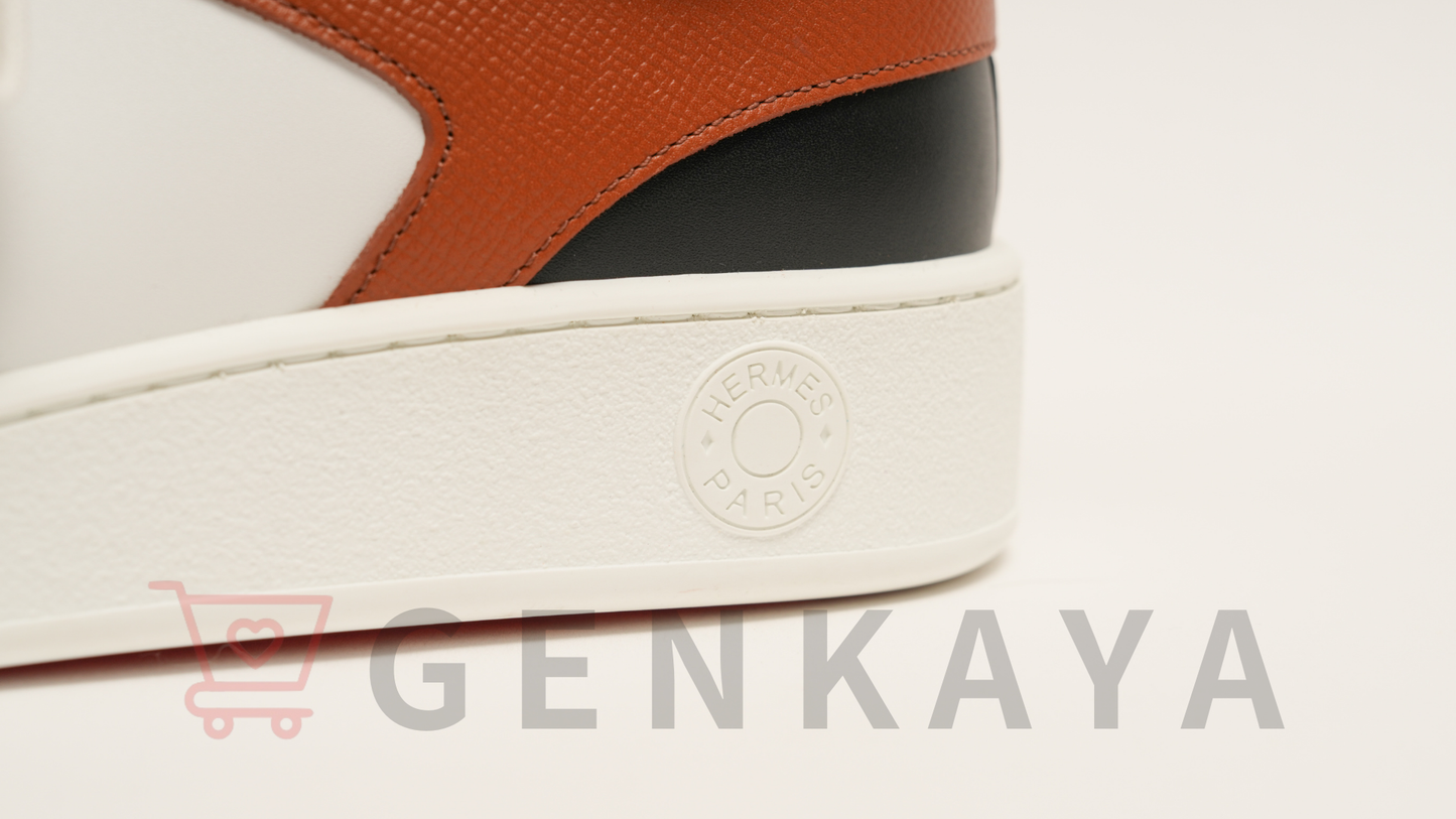 Hermès フリースタイル 22AW レザー ハイカットスニーカー 43 ホワイト×ブラウン