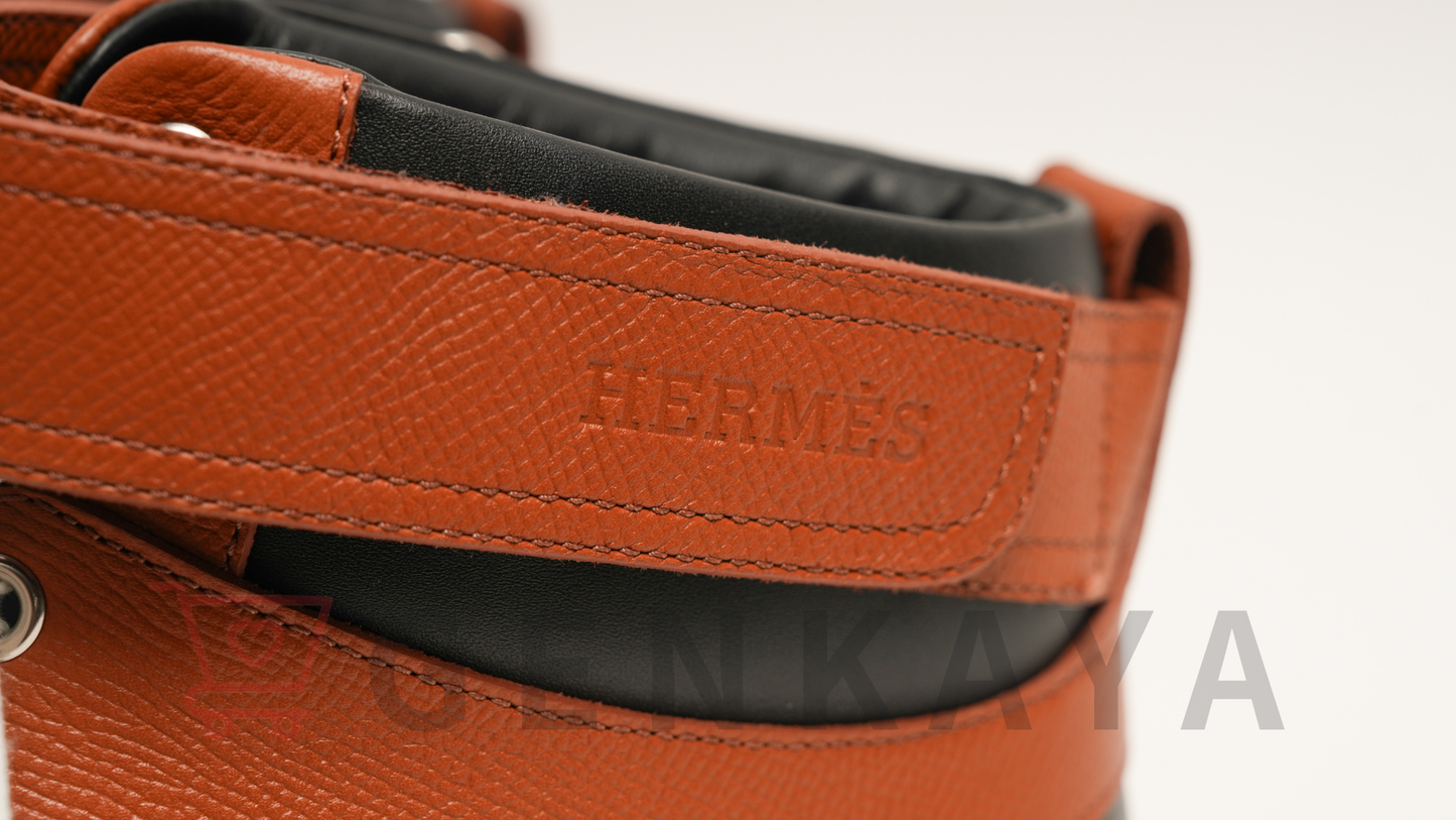 Hermès フリースタイル 22AW レザー ハイカットスニーカー 43 ホワイト×ブラウン