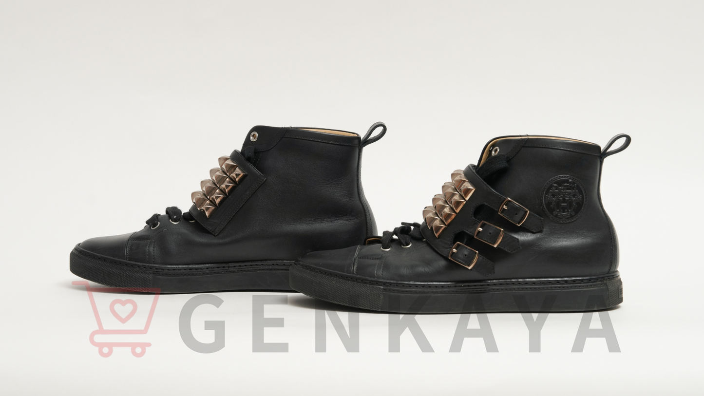 Hermès コリエドシアン レザー シューズ ブラック 41 1/2