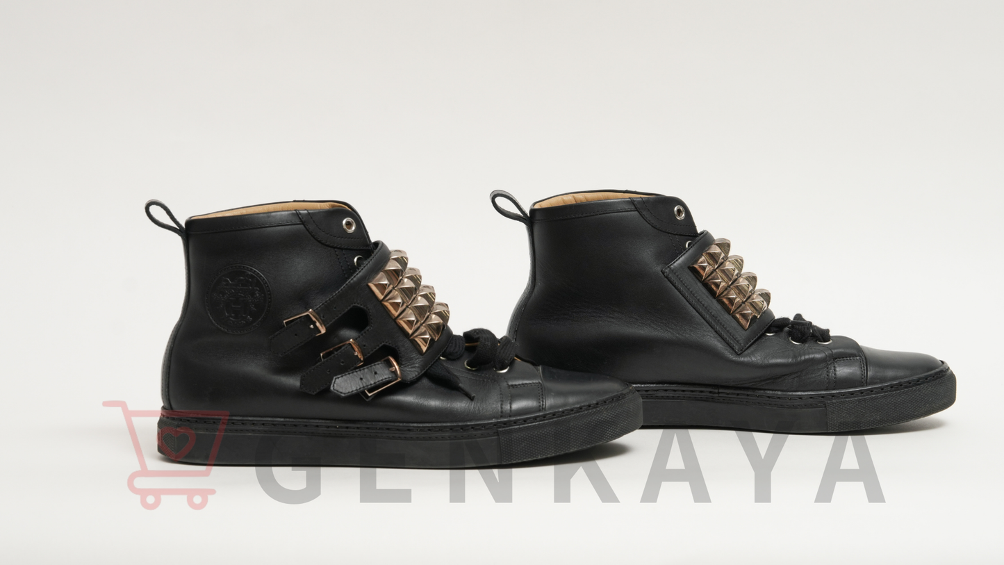 Hermès コリエドシアン レザー シューズ ブラック 41 1/2