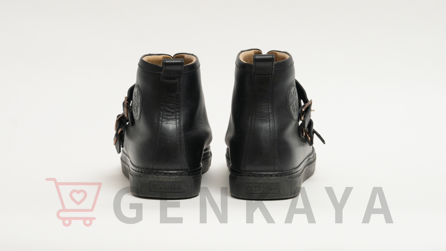 Hermès コリエドシアン レザー シューズ ブラック 41 1/2