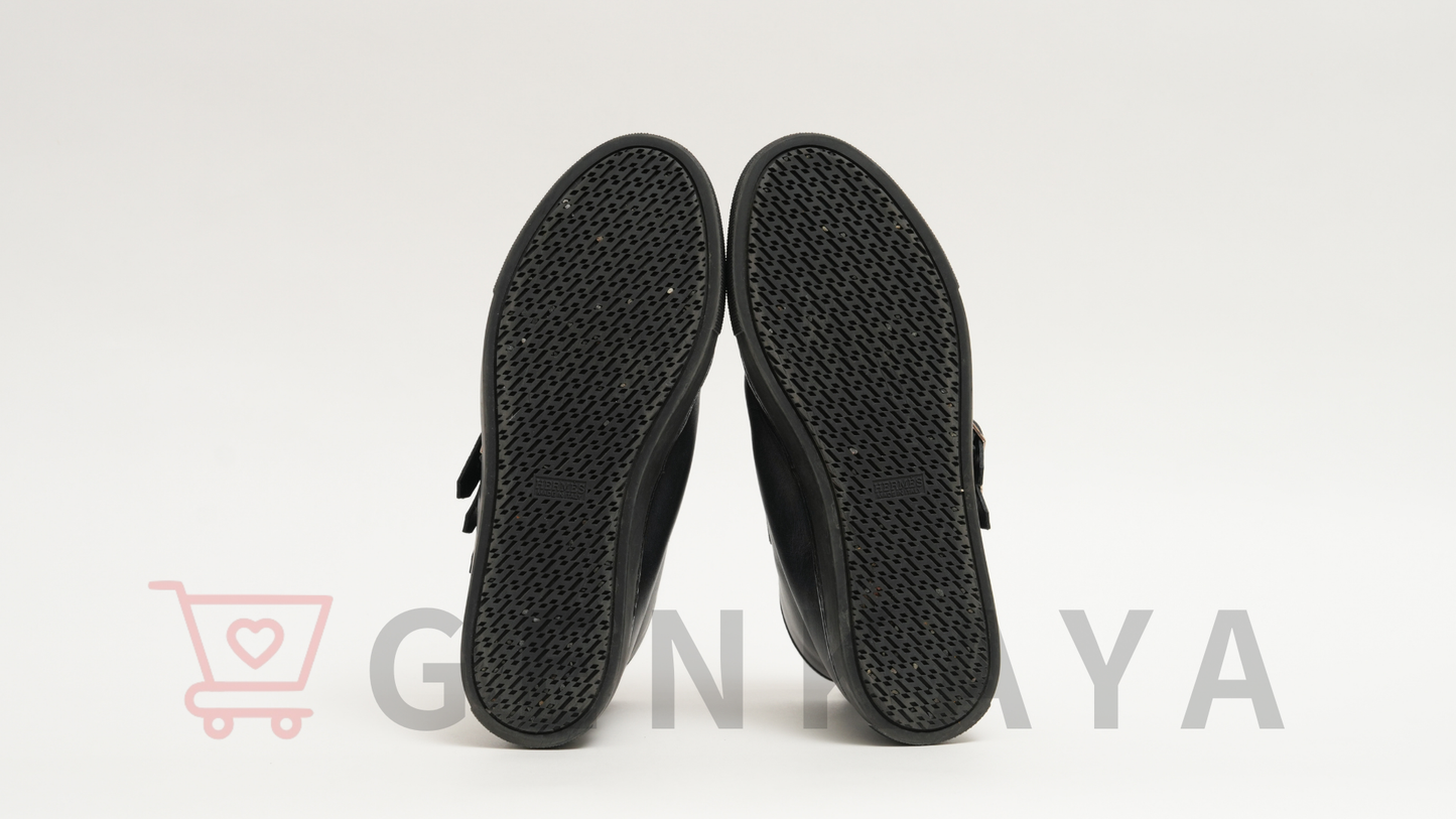 Hermès コリエドシアン レザー シューズ ブラック 41 1/2