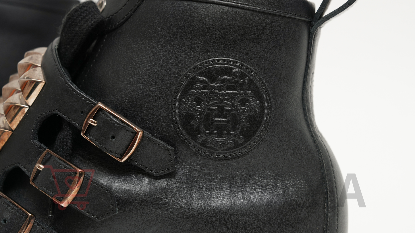 Hermès コリエドシアン レザー シューズ ブラック 41 1/2