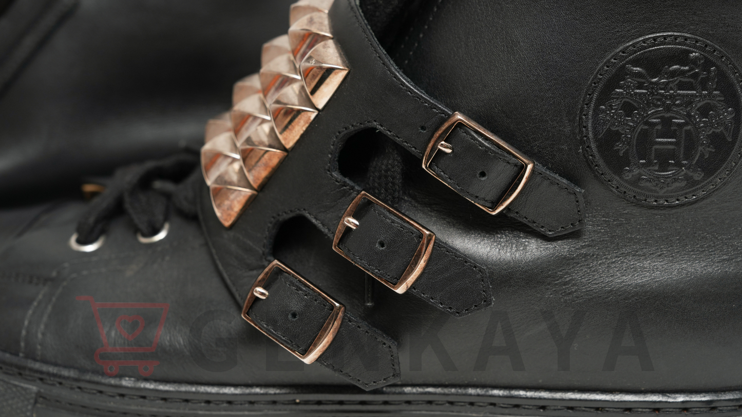 Hermès コリエドシアン レザー シューズ ブラック 41 1/2