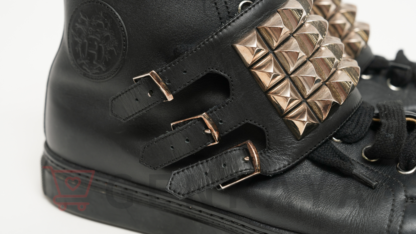 Hermès コリエドシアン レザー シューズ ブラック 41 1/2