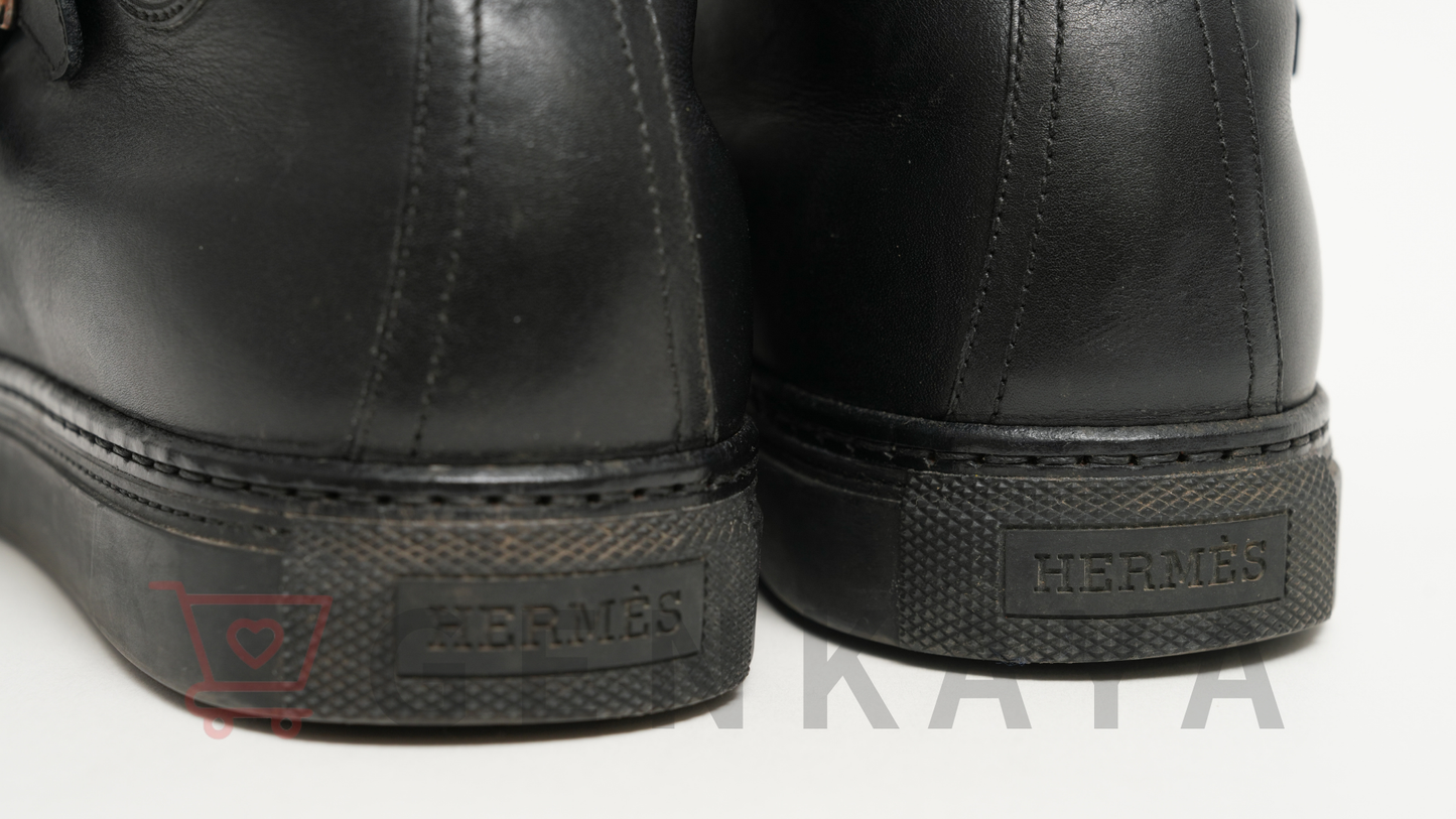 Hermès コリエドシアン レザー シューズ ブラック 41 1/2