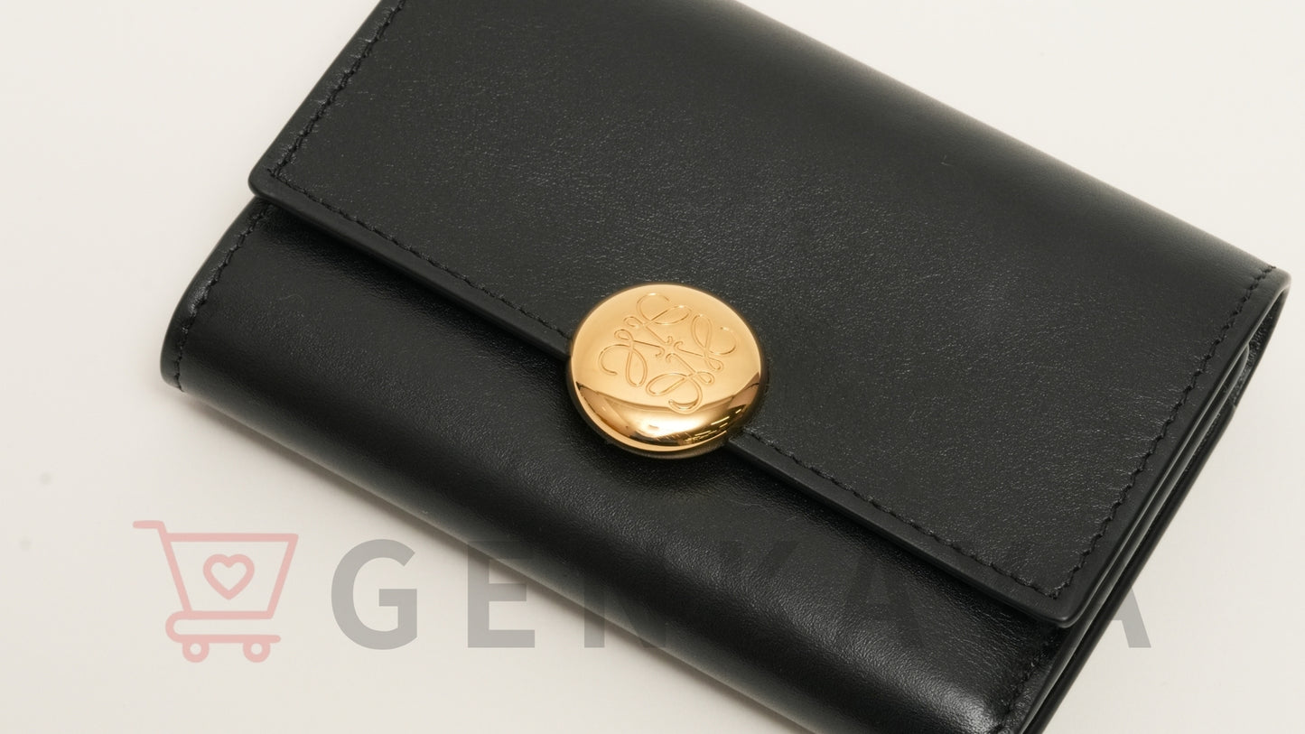 LOEWE ペブル バーティカルウォレット レザー 財布 ブラック