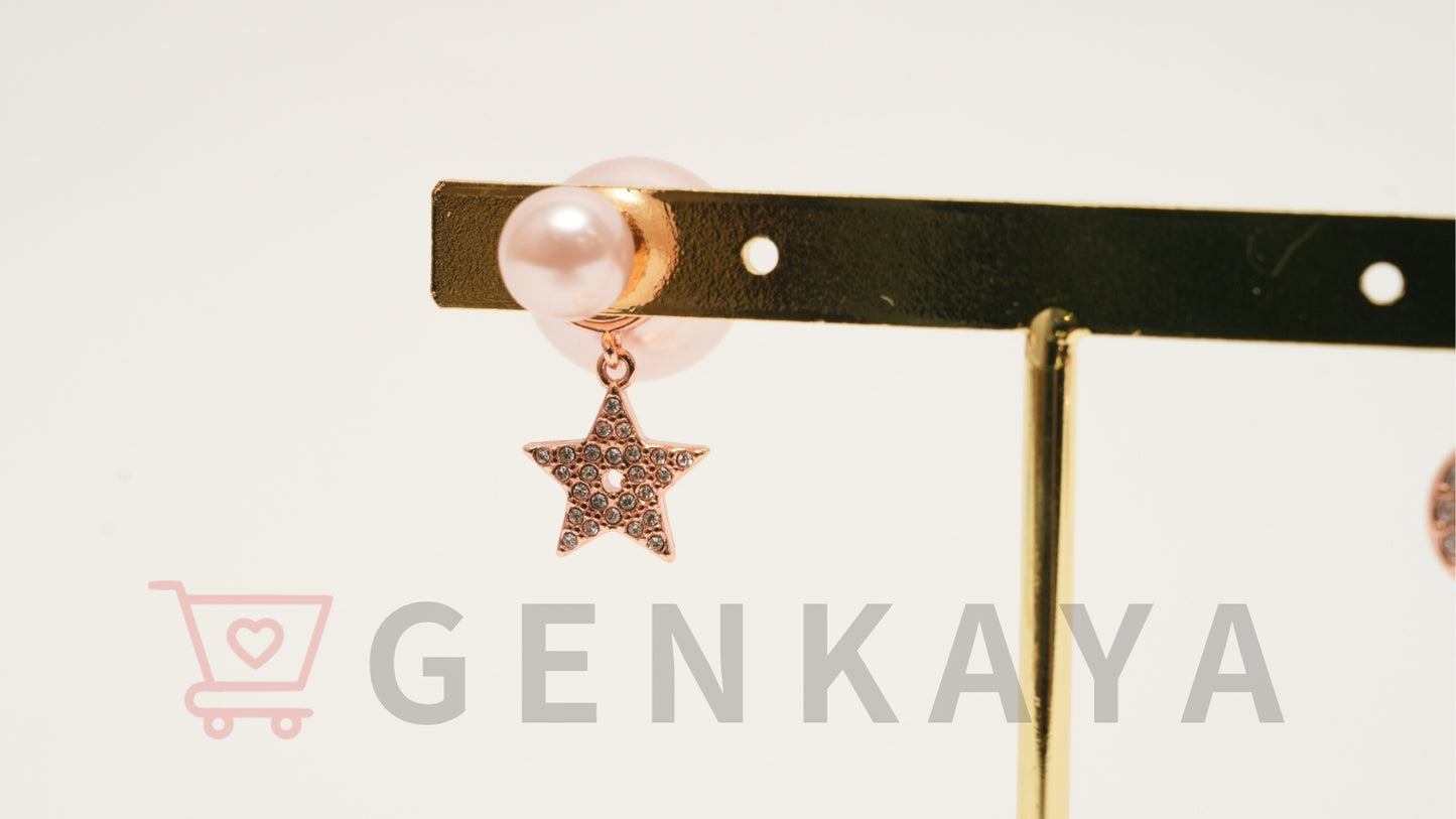 Dior トライバル メタル・レジンパール・クリスタル ピアス ピンク