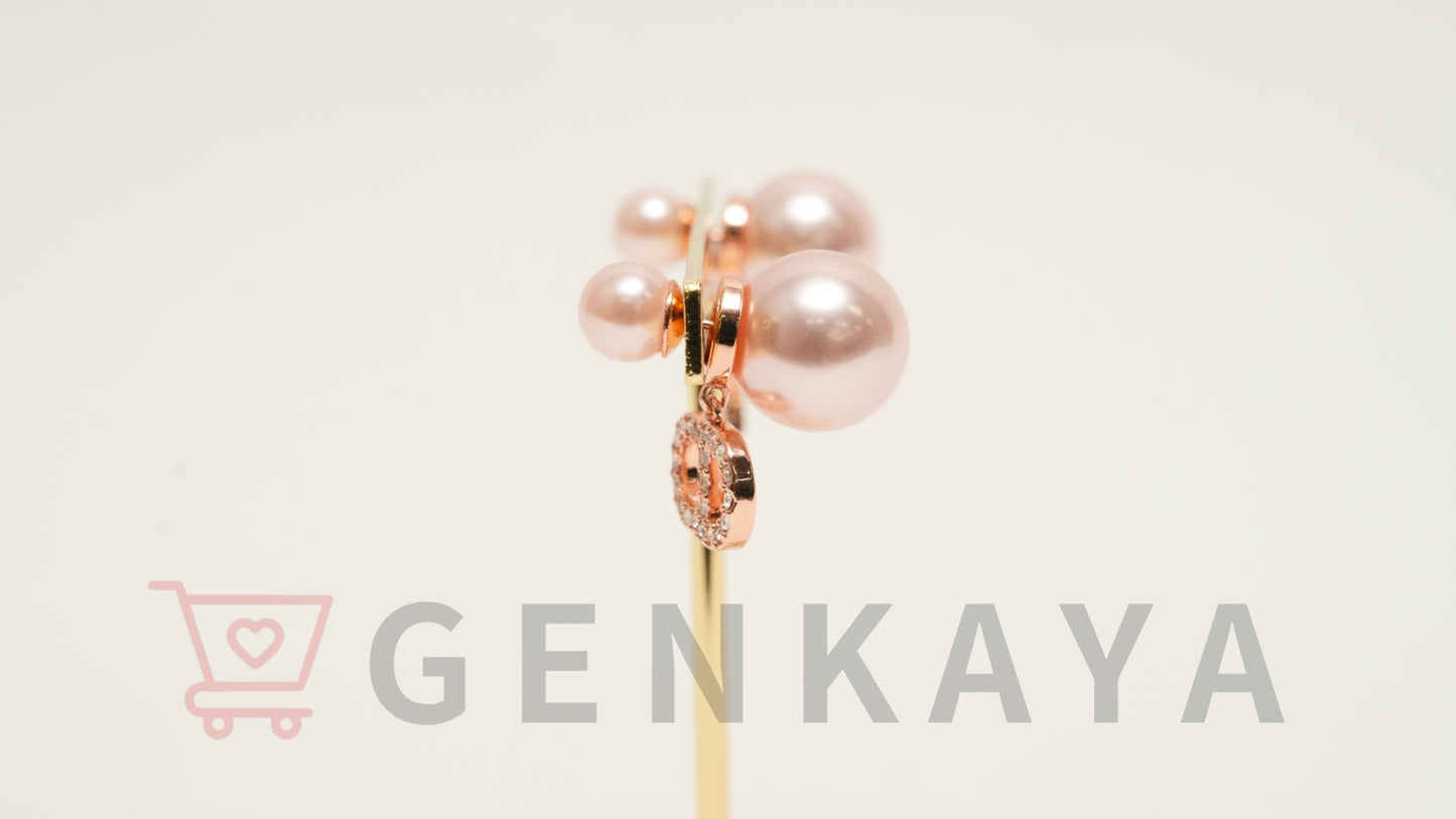 Dior トライバル メタル・レジンパール・クリスタル ピアス ピンク