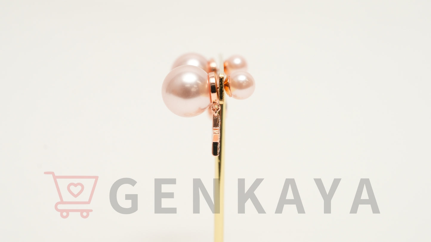 Dior トライバル メタル・レジンパール・クリスタル ピアス ピンク