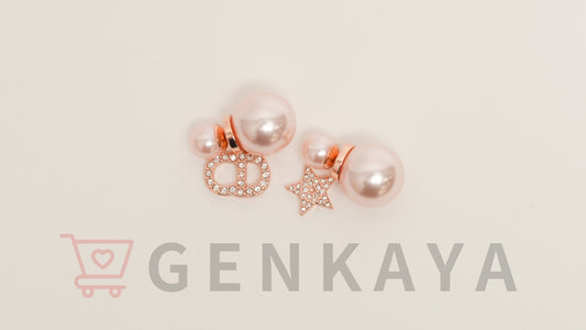 Dior トライバル メタル・レジンパール・クリスタル ピアス ピンク