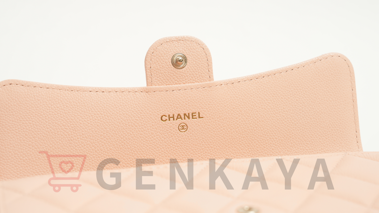 CHANEL マトラッセ キャビアスキン ロングウォレット ピンクベージュ