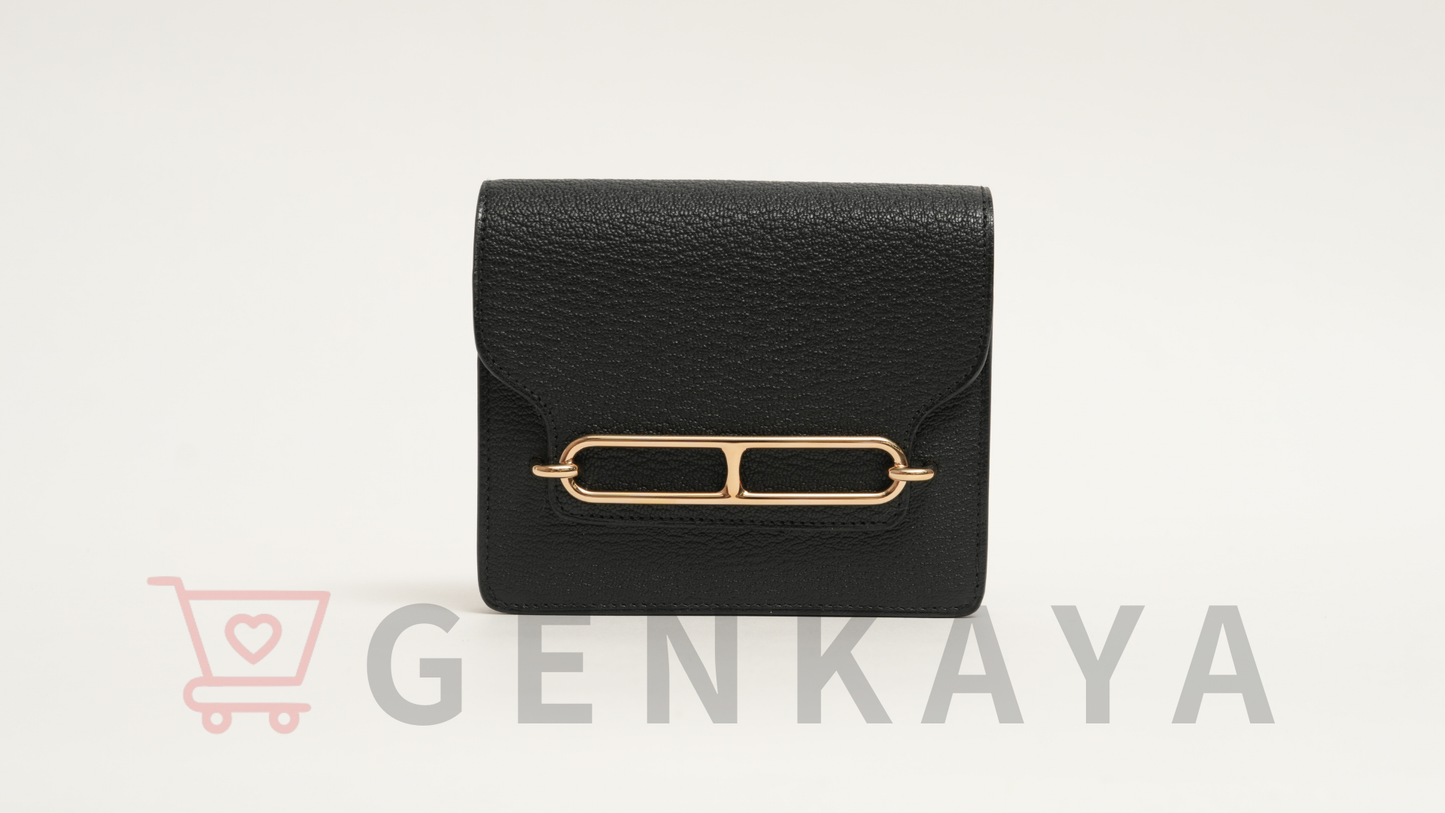 Hermès ルリスリム シェブルミゾル コンパクトウォレット ブラック ゴールド金具 B刻印:2023年