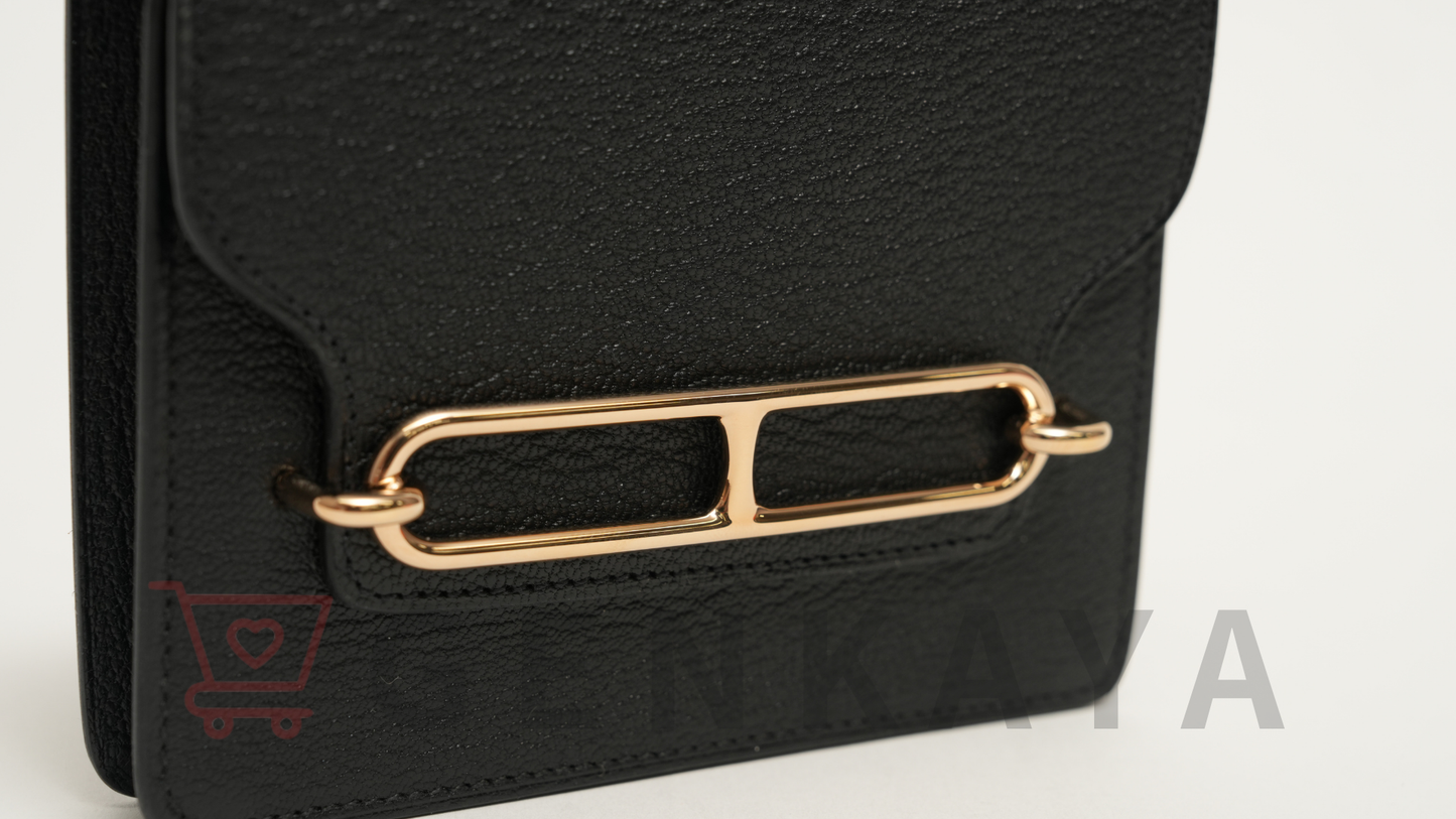 Hermès ルリスリム シェブルミゾル コンパクトウォレット ブラック ゴールド金具 B刻印:2023年