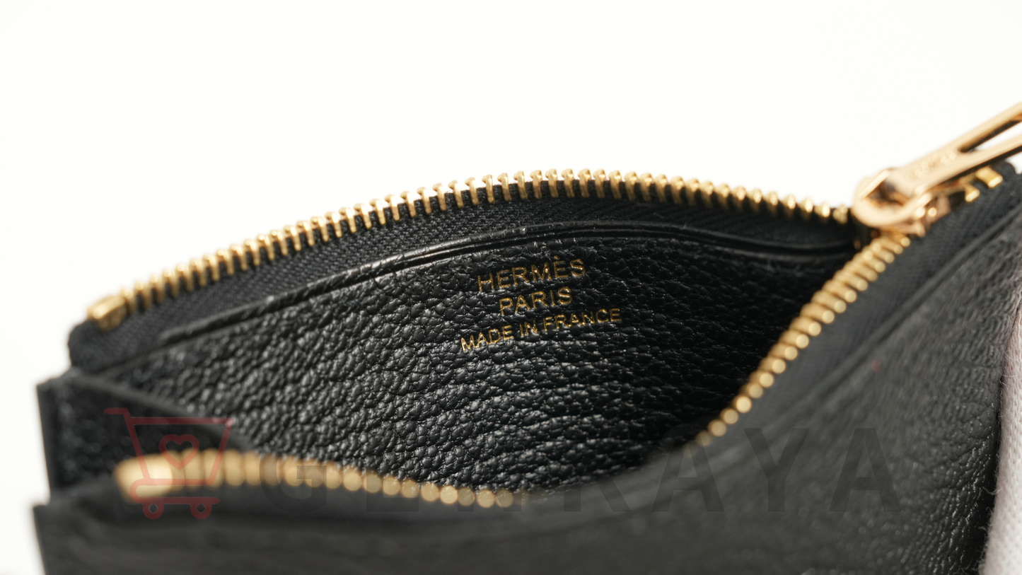 Hermès ルリスリム シェブルミゾル コンパクトウォレット ブラック ゴールド金具 B刻印:2023年