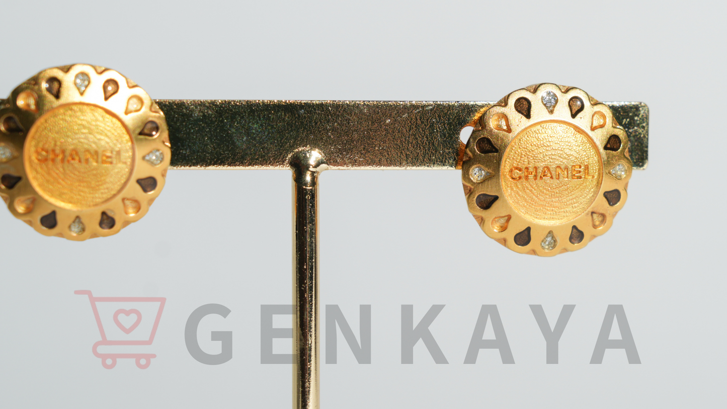 CHANEL マルチストーン イヤリング ゴールド 99A