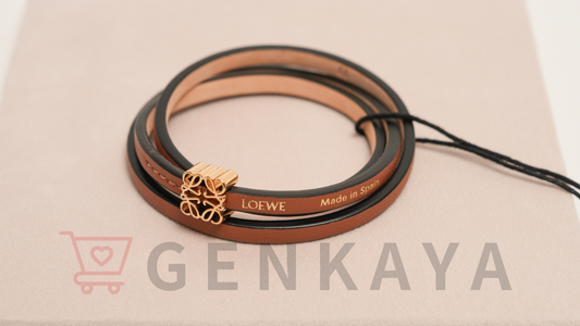 LOEWE アナグラム ブレスレット GP×レザー M ゴールド×ブラウン